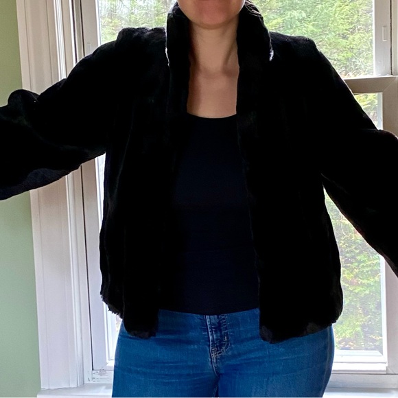 Lauren Ralph Lauren Black Faux Fur Swing Coat Size M - Picture 15 of 16